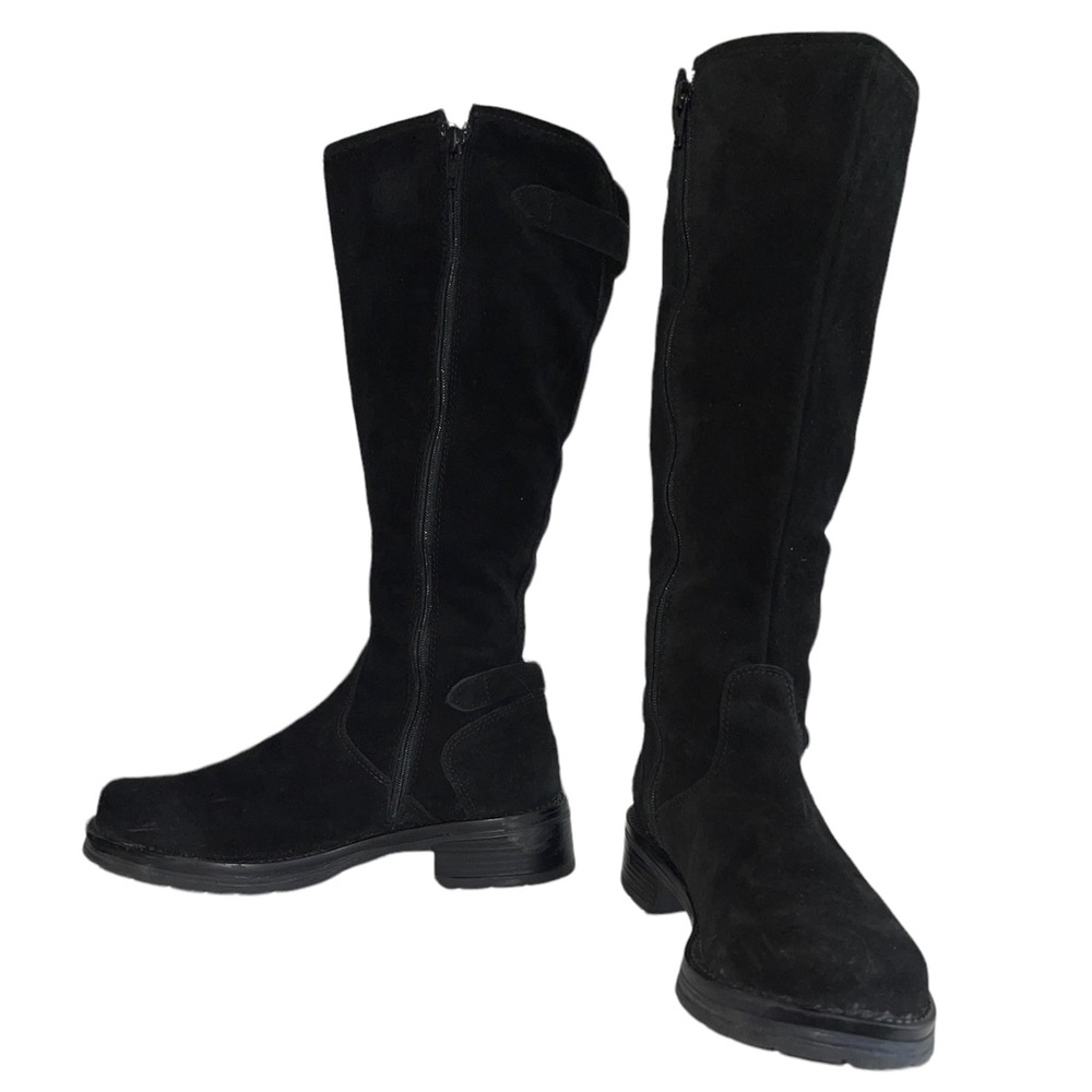 La Canadienne Black Suede Tall w/ 2 accent buckles - zip up. Size 6 1/2 EUC - Picture 6 of 10